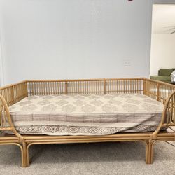 World Market Rattan Day Bed Frame With Mattress And Cover 