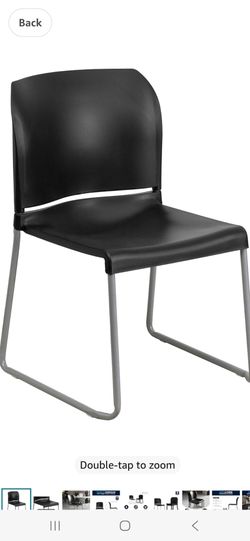Flash Furniture Hercules Series Contoured Stacking Chairs for Waiting Rooms and Offices, Ergonomic Lobby Chairs with Curved Back, Set of 5, Black