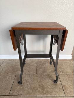 Modern drop-leaf utility table/cart with casters,