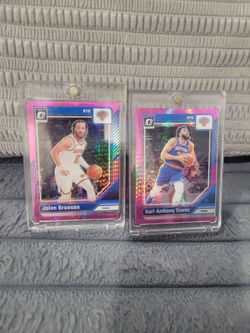 Jalen Brunson, Karl-Anthony  towns optic prizm rare pink hyper refactor basketball card lot
