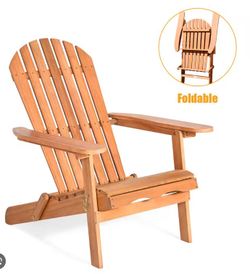 Giantex Wooden Adirondack Chair Outdoor Lounger Chair, Folding Adirondack Chairs 400 lbs Weight Capacity for Patio, Garden, Deck, Porch, Lawn, Oversiz