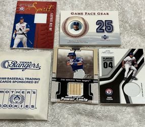 4 TEXAS RANGERS VINTAGE  NUMBERED JERSEY CARDS & MORE