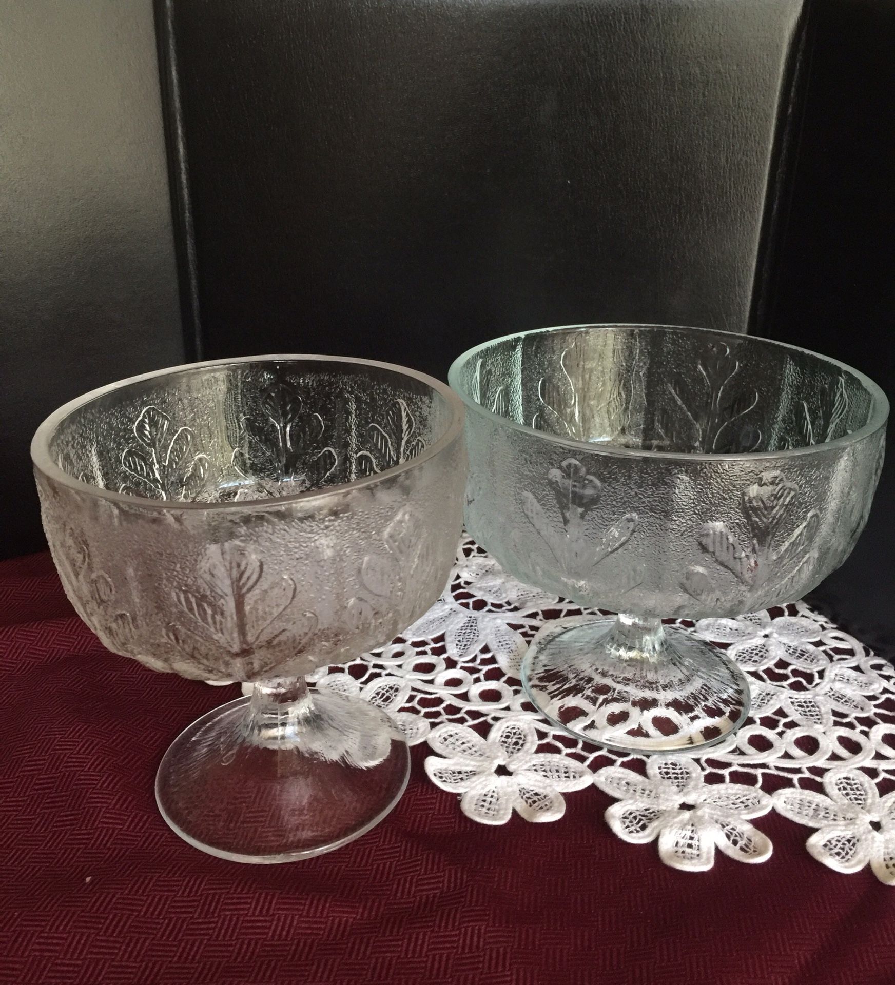 VINTAGE 1970’s FTD clear glass pedestal bowls(2)