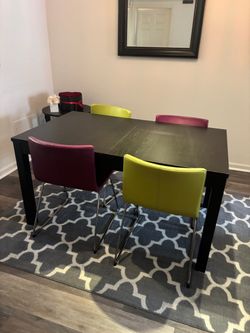 Black Dining Table with 4 Chairs