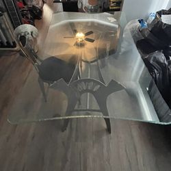 Brush Metal Glass table with four chairs