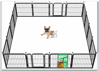 FXW Rollick Dog Playpen, Indoor, Yard & RV Camping, 24" H, 16 Panels Easy setup, Heavy-duty, DIY layouts, Walk-through gate, for Puppies & Small Dogs,