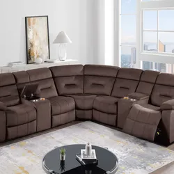 Brand New Brown Super Plush Power Reclining Sectional Sofa