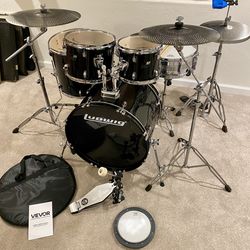 Ludwig Backbeat complete 5 Piece Drum Set 22 10 12 16 14” new quiet cymbals stands pdp throne Tama hihat $450 FIRM In Upland 91784 sticks key practice