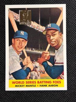 1996 Topps Baseball Mickey Mantle Commemorative Mantle / Aaron #418 HOF