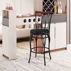 New Single Vintage Barstool 2428.5 Height Adjustable Padded Seat Bistro Pub Chair