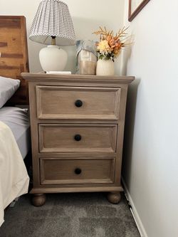 3-Drawer Wood Nightstand with Bun Feet