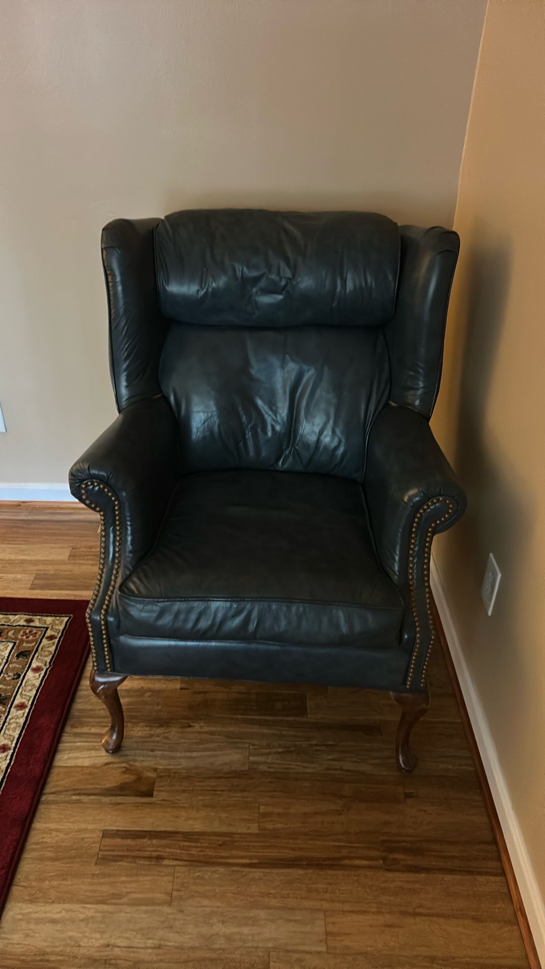 Dark Blue Leather Chair