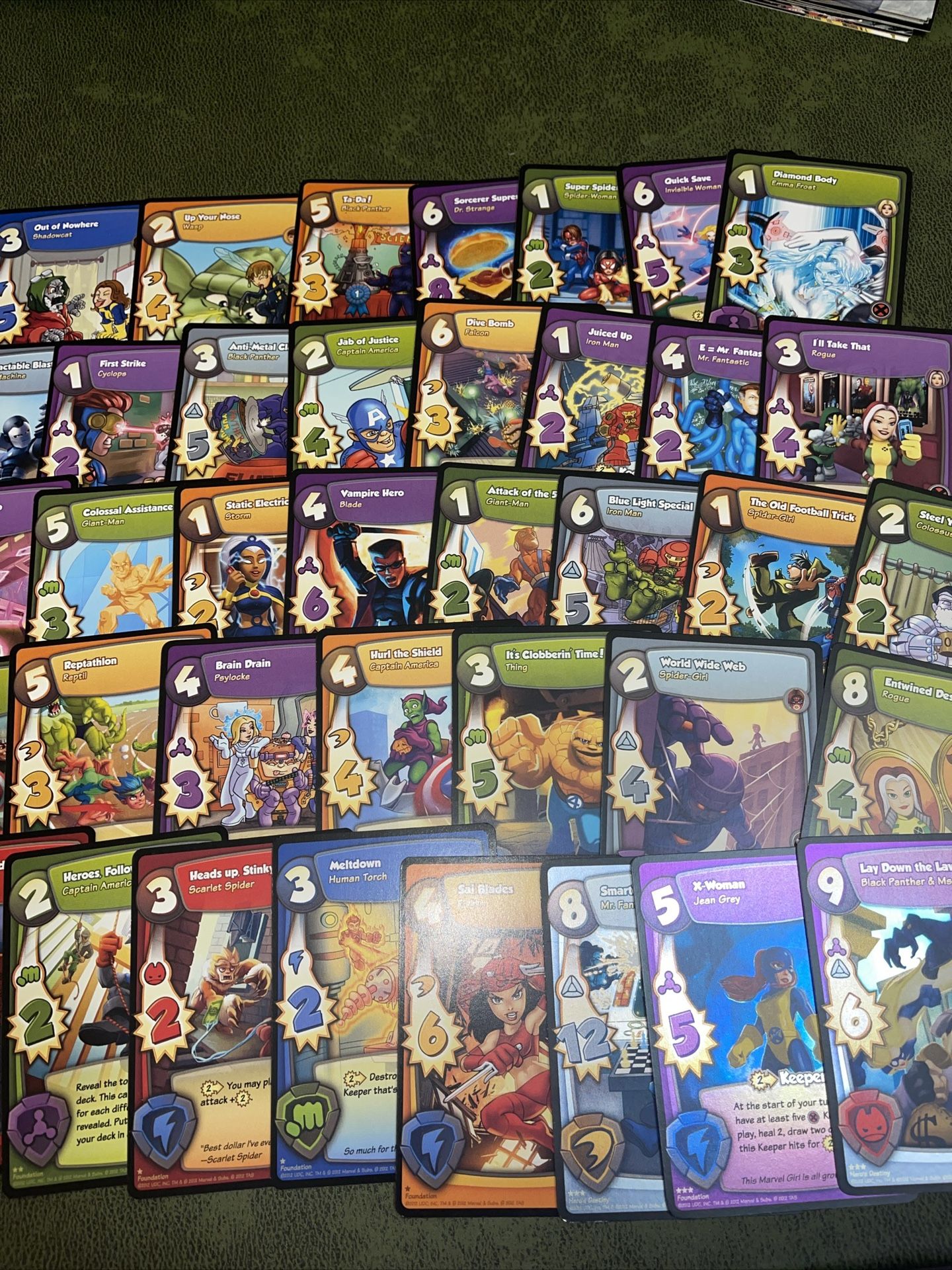 lot of 39 marvel super hero squad online cards including foil