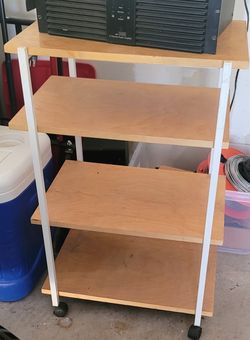 4tier Metal and Wood Rolling Cart