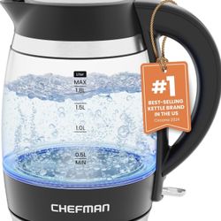 Brand New— Chefman Electric Kettle, 1.8L 1500W, Hot Water Boiler $22