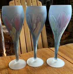 Wine Glass Hand Painted Wine Goblet Champagne 
