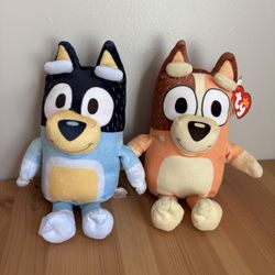 TY Beanie Baby - Chili & Bandit Heeler (Bluey's Mom & Dad) 7" Bluey Dog Plush LOT 