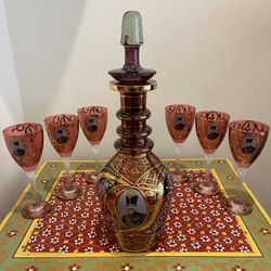 Ancient Vintage 18th Century Persian Wine Decanter Set