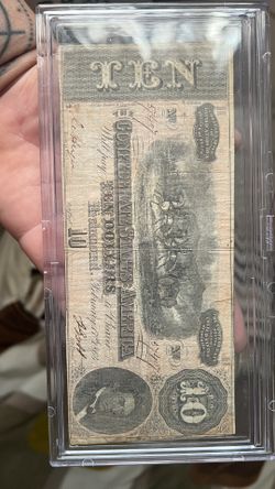 1864 D Confederate 10 And 5 dollar bill.