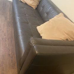 Grey Leather Couch $125 Obo
