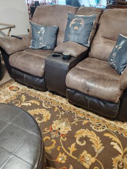 2 chocolate leather sofas/4 recliners