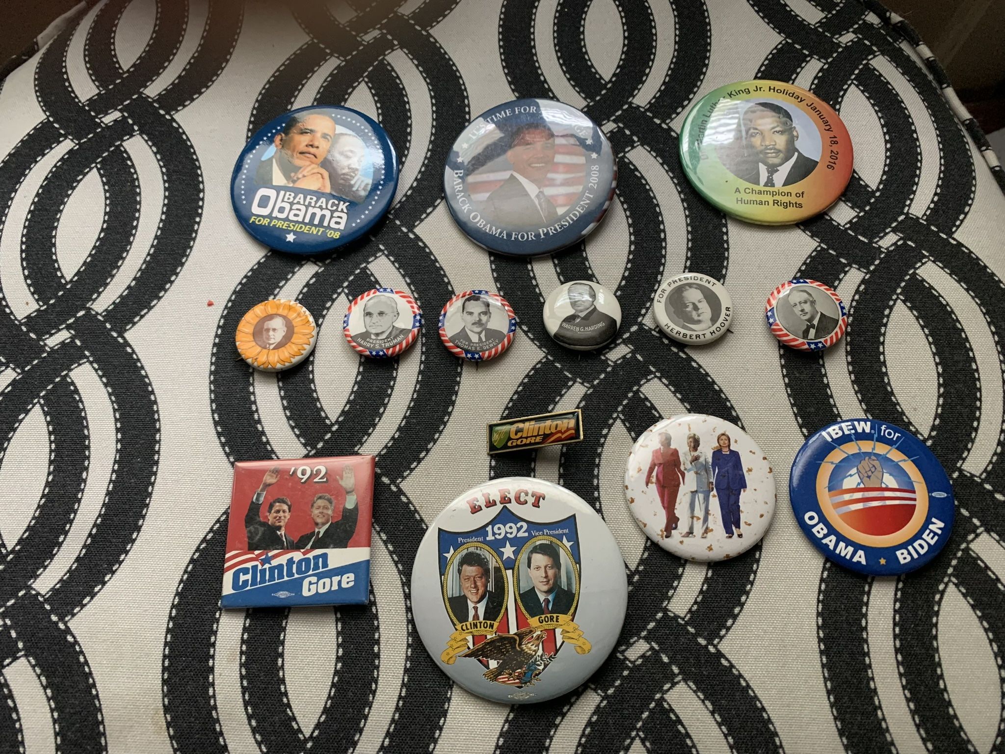Various Collectible Presidential Campaign Buttons.