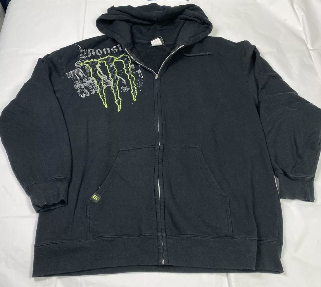 Monster Energy Drink Black Hoodie Jacket 2XL xXL