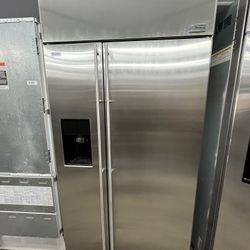 Side By Side GE Monogram Built In 42” Refrigerator Stainless Steel 