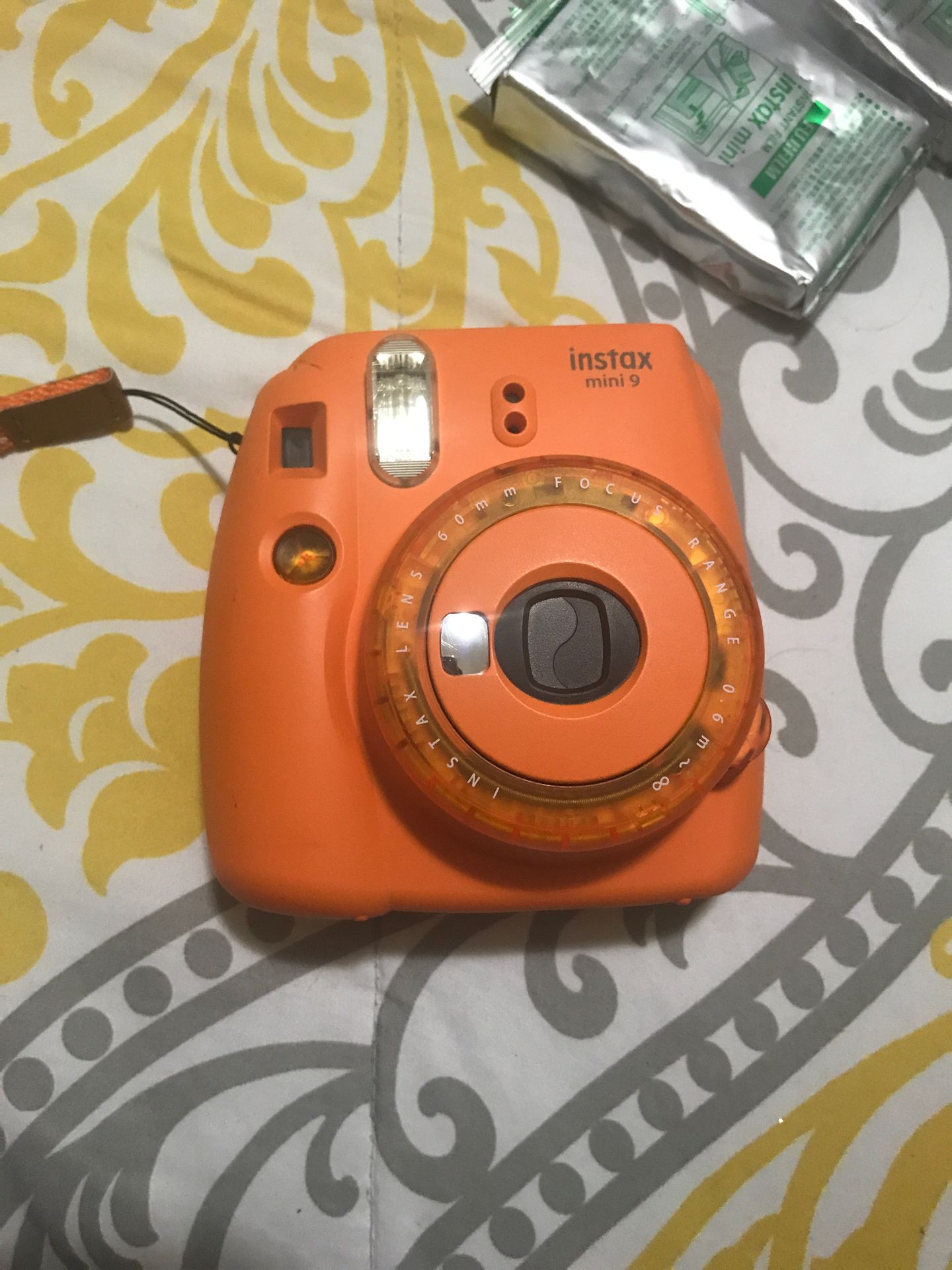 Instax mini 9 orange Polaroid camera with film