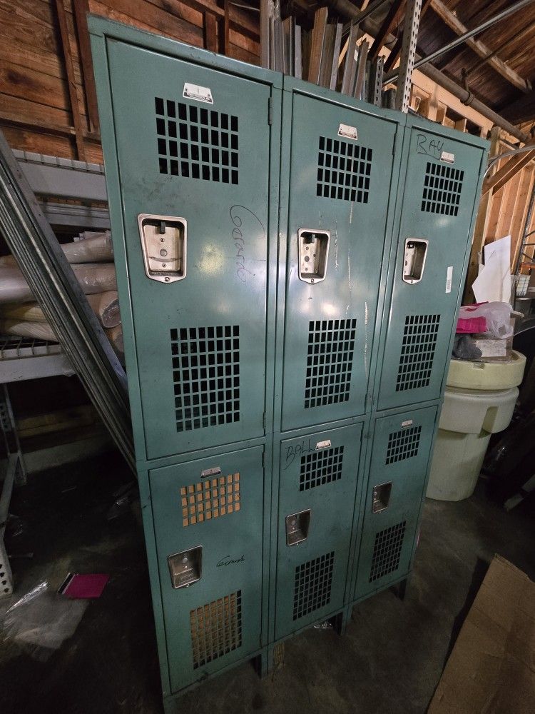 Heavy-Duty Metal Industrial Lockers – 6 Door – Shop/Gym/Commercial Storage