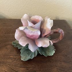 Vintage Capodimonte Floral Candle Holder - High Glaze