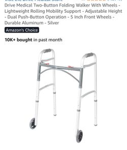 4.7 4.7 out of 5 stars (42,045) Drive Medical Two-Button Folding Walker With Wheels - Lightweight Rolling Mobility Support - Adjustable Height - Dual 