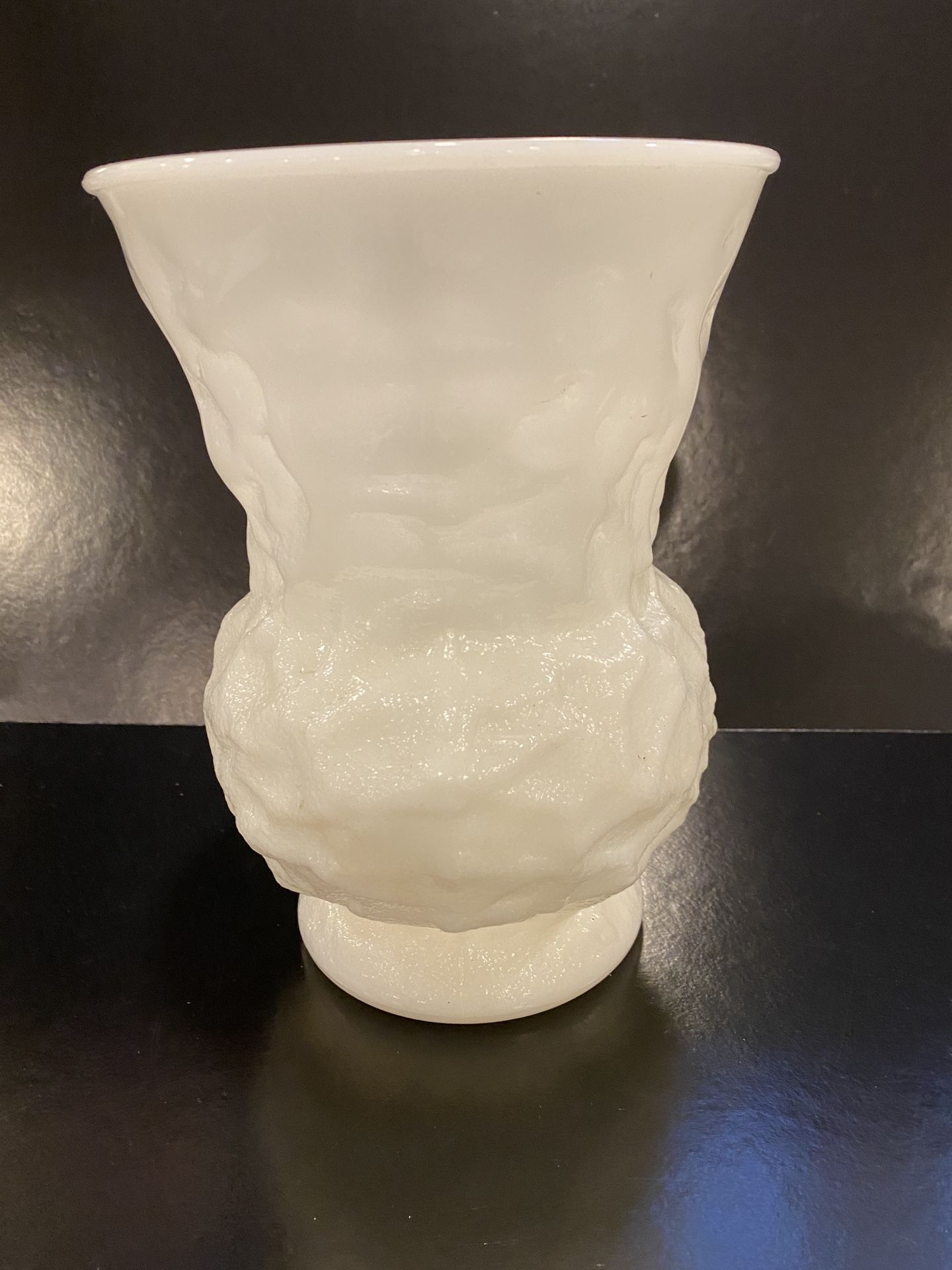 Vintage E.O. Brody Cleveland Milk Glass Vase Textured Crinkle Vase Bowl Planter Pot