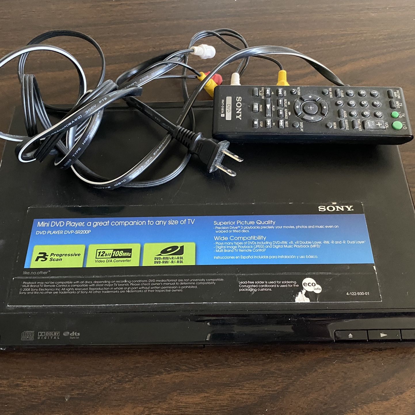 Sony Mini DVD Player With Remote Control