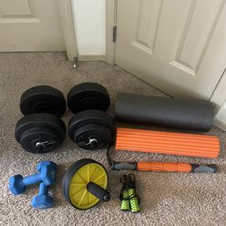 Workout Set - Adjustable Dumbells / Dumbells / Jump rope / foam rollers / Ab wheel
