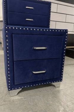 BLUE VELVET upholstered nightstand 💙💙 FAST DELIVERY!! 🚚 