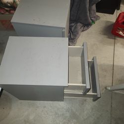 2 Gray Wood Nightstands