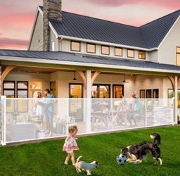 Retractable Baby Gates - 200" Extra Wide Retractable Dog Gate, 42" Extra Tall Me