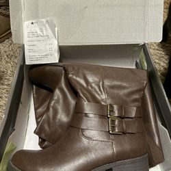 Long Calf Brown Boots