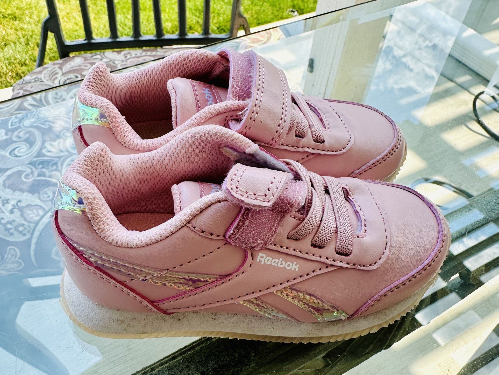 Pink Kids Reebok Sneakers Shoes. Toddler Size 8 Hook and Loop Velcro Closure