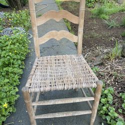 Antique Caned Solid Wood Chair 