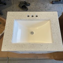 Home Decorators Collection Clady 25 in. Single Sink White Bath Vanity with Silver Ash Cultured Marble Top (Assembled)