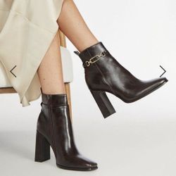 FOWT Women Closed Round Toe Side Zipper Ankle Boots Stacked Chunky Mid Heels Buckle Strap Fall Booties Formal Business Work Shoes Size 8 US