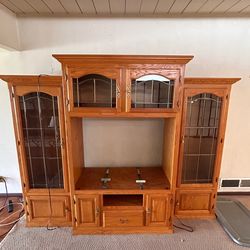 Wood and Glass Entertainment Center