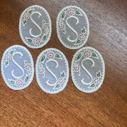 Vintage Victorian Lace Embroidered Initial “S” Emblem