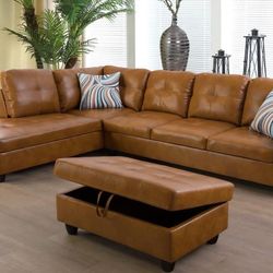Brand new sectional couch with storage ottoman 