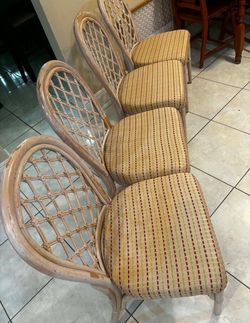 4 Vintage Wicker Rattan Chairs