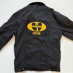 🔴Wu-Tang Jacket Size Large Black Denim Jeans Rare WuTang Forever Rza Raekwon