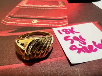 18K Solid Gold Wedding Ring NATURAL DIAMONDS 💎 STONES 5Gr Size 6.5