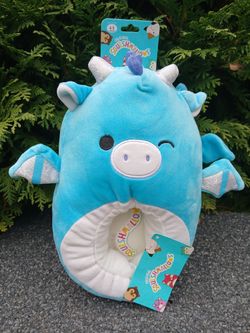 Original Squishmallows Tatiana The Blue Dragon Unisex Slipper Kid's Size 4-5 New